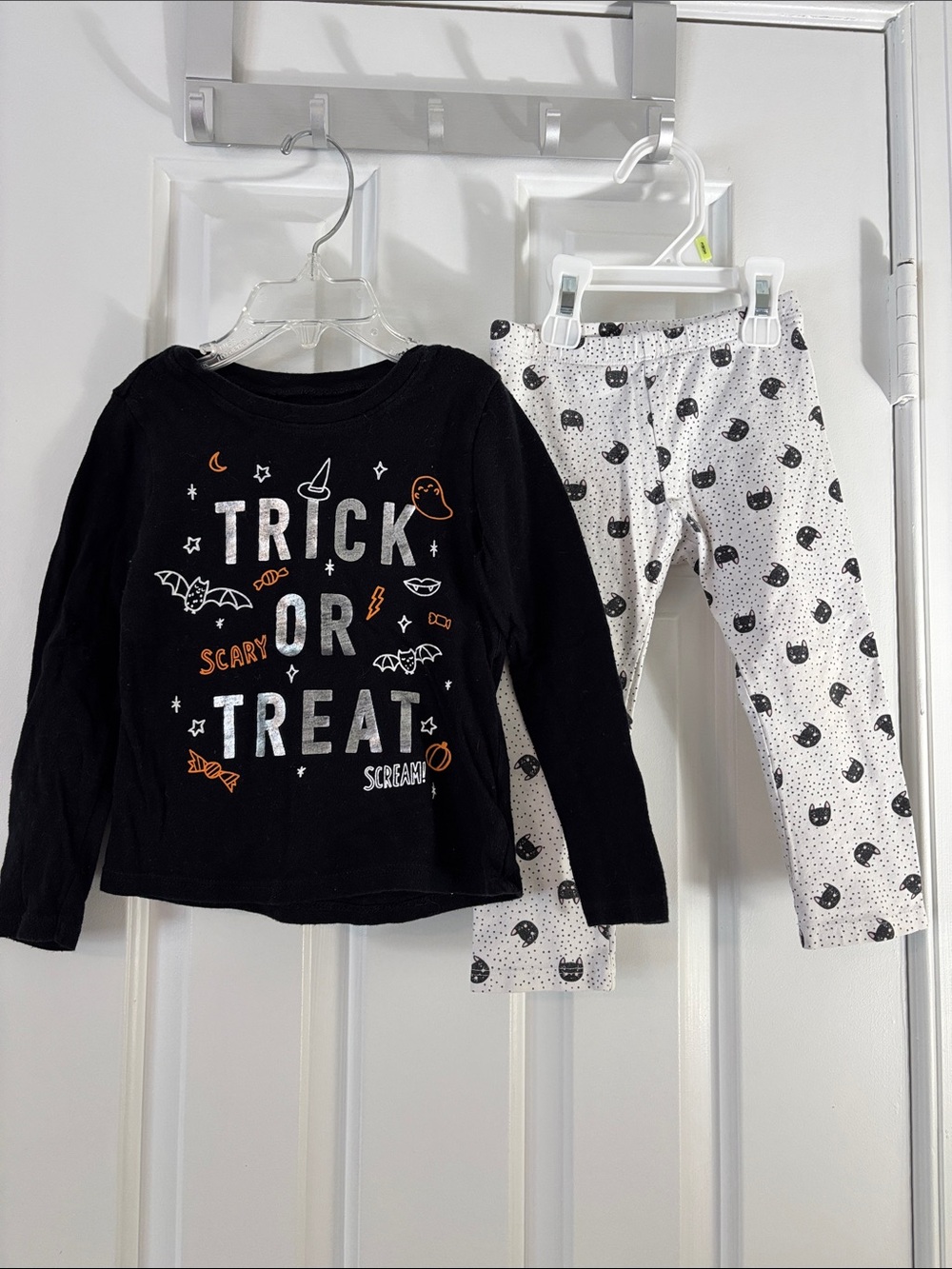 Old Navy Black and White Halloween "Trick or Treat" Kids Pajama Set